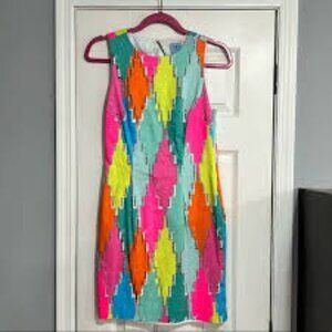 Cece Neon Geometric Pattern Sleeveless Woven Boho Dress Size 14